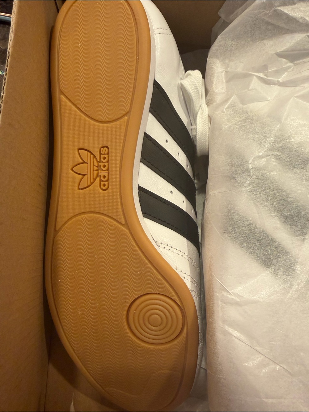 adidas White and Black Women's Sneakers with Gum Sole - Picture 6 of 6